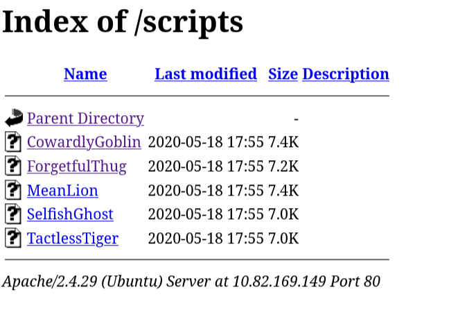 Scripts directory listing