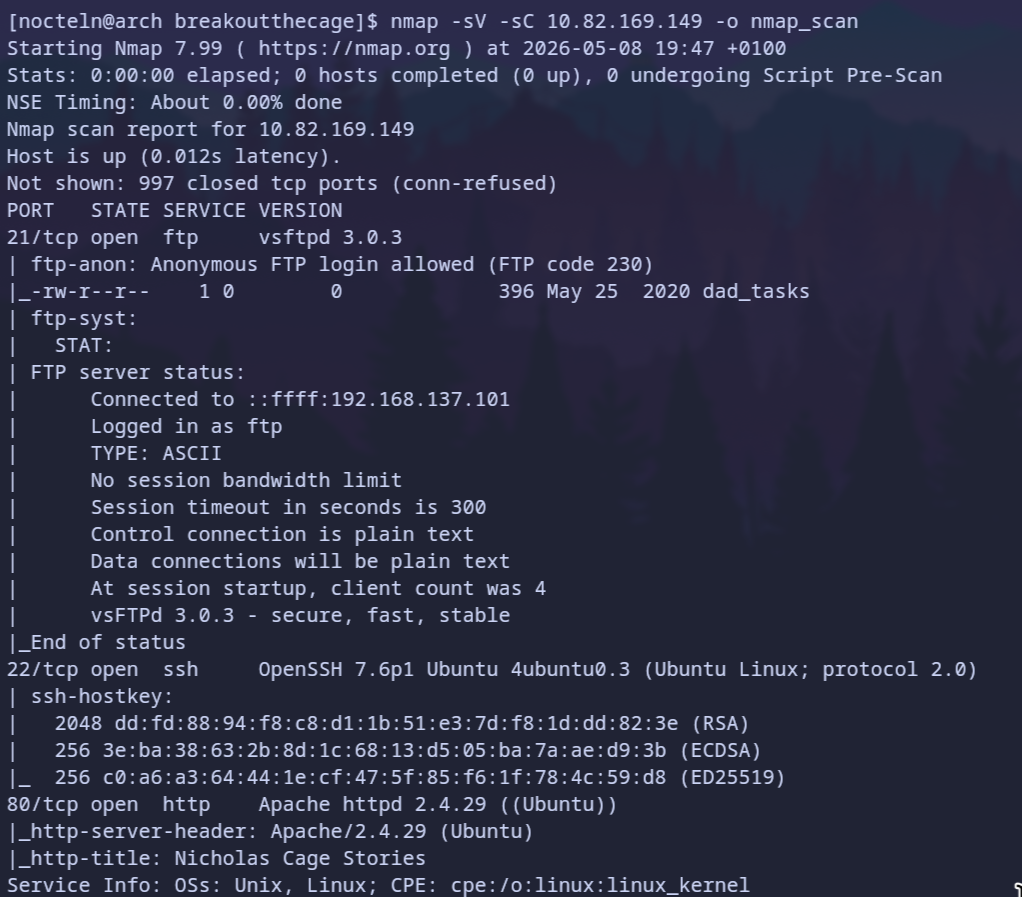 Nmap -sC scan result